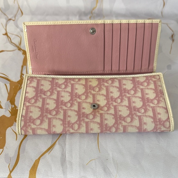 Dior Pink and Cream Monogram Wallet - Picture 6 of 10